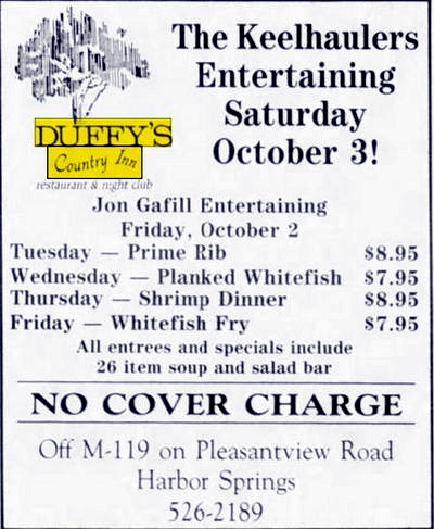 Duffys Country Inn (Hoppies) - Oct 2 1987 Ad